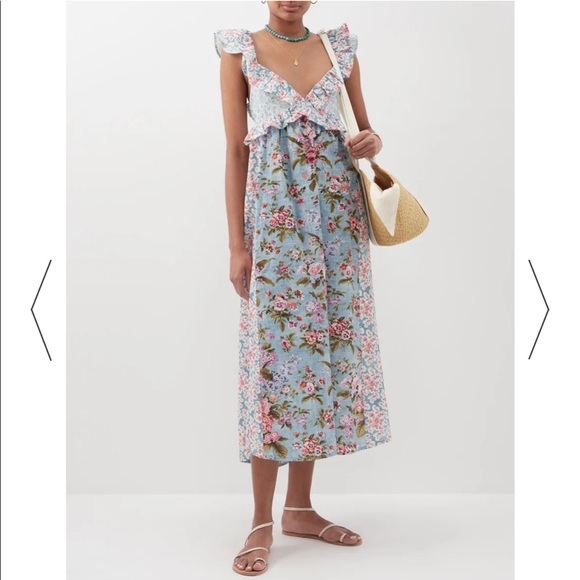 d’ascoli Dresses & Skirts - COPY - D’ASCOLI Elise ruffled floral silk fine-khadi dress
